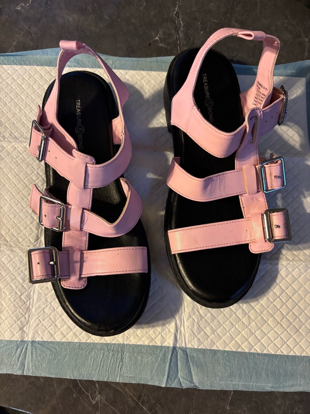 Treasure & Bond Pink Triple-Buckle Kids Sandals